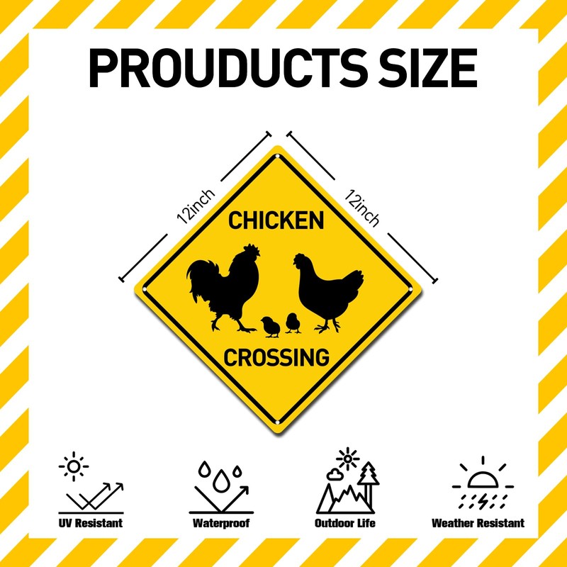 BTHUKO Chicken Silhouette Crossing 12" X 12" Funny Novelty Road
