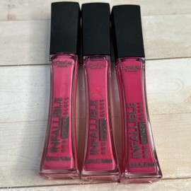 L'Oreal Lot of 3- L'Oreal Infallible 8 hour Pro Gloss Lip Gloss -#302 Fuchsia Amnesia
