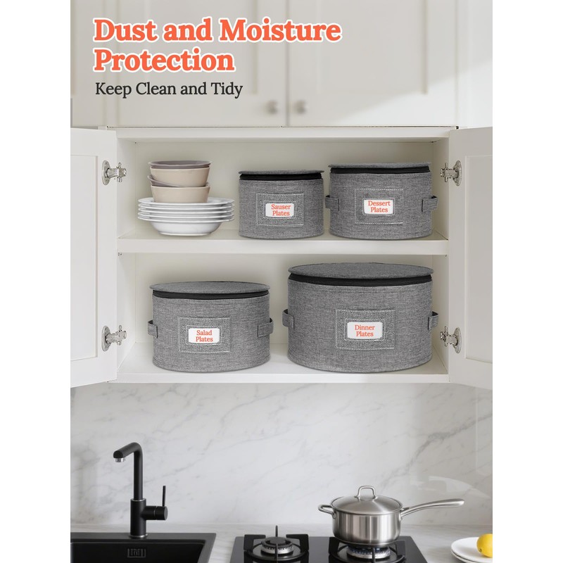 Cirhy Hard Shell Plate Storage Containers 4-Piece Set - Reinforced