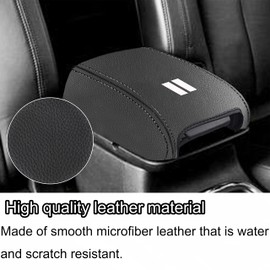 YOSRTER for Dodge Durango Accessories 2011-2018 2019 2020 Center Console Armrest Cover Interior Box Anti-Scratch Leather Central Armrest Decoration (Black Stitches)