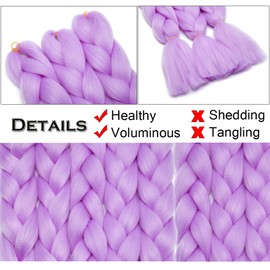 Benehair Light Purple Braiding Hair 1 Bundle 24inch Jumbo Braiding Hair Extensions High Temperature Synthetic Braid Hair Braiding Hair Pre Stretched Braid Extensions