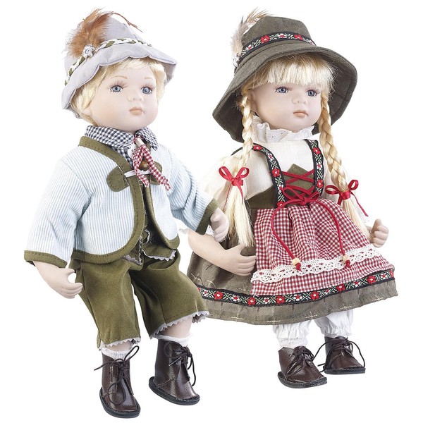 PEARL Collectable Doll: Collectible Porcelain Doll Set Anna and Anton 34 and 36 cm (Porcelain Head Doll, Artist Doll)