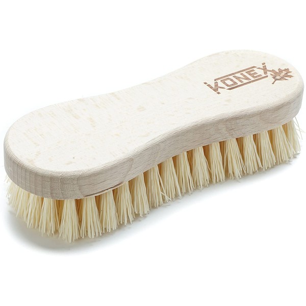 Konex Nylon Fiber Economy Utility Cleaning Brush. Heavy Duty Scrub Brush with Wood Handle. (Peanut Shaped)