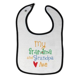 Toddler & Baby Bibs Burp Cloths Grandparents My Grandpa and Grandma Loves Me Grandparents Cotton Baby Items for Baby Girl & Boy White Black Design Only