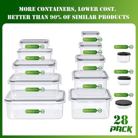 RockBerry 56 PCS Food Storage Containers with Lids Airtight- Plastic Container for Pantry Kitchen Organization-Microwave Dishwasher,Freezer Safe 100% Leak Proof (28 Stackable Boxes-28 Lids)