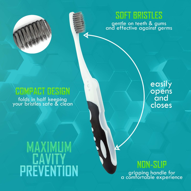 Lingito Lingito Folding Toothbrush, Built-in Cover, Travel Size for Hiking,