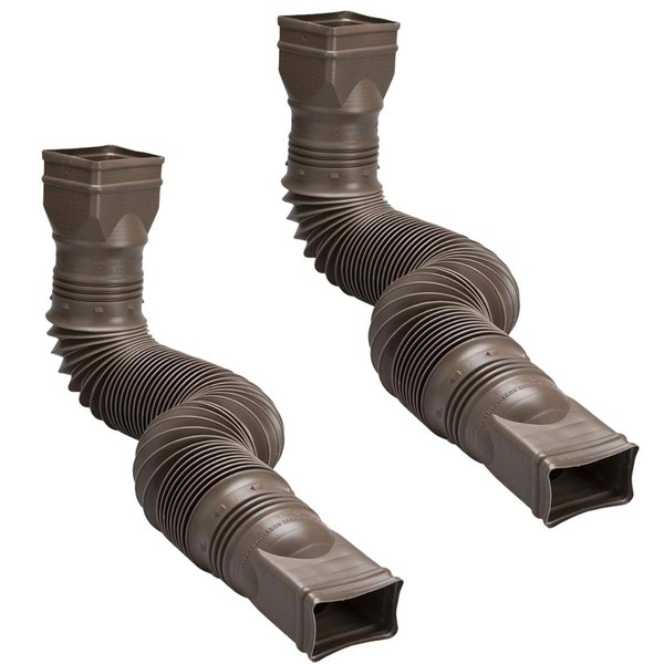 WholesalePlumbing Supply 2-Pack Brown Flexible Downspout Extension Gutter Connector Rainwater Drainage,FD-85019-2PK