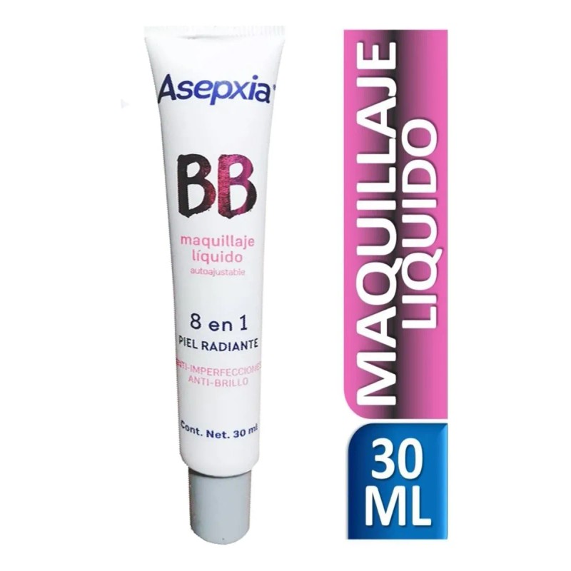 Asepxia Bb Maquillaje Líquido 8 En 1 Autoajustable 2pz 30ml