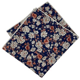 Kebocis Pañuelo cuadrado con bolsillo floral para hombre, Azul Marino #4, 12"