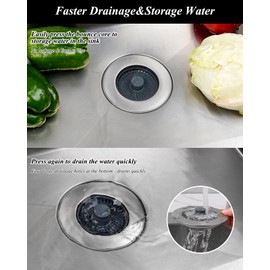 Hibbent Kitchen Sink Plug,Upgraded 3 in 1 Kitchen Sink Strainer and Stopper Combo,with 2 Strainers, Stainless Steel,Anti-Clogging,Kitchen Sink Strainer Plug,and Prevent Odors-Sinks Depth > 22mm