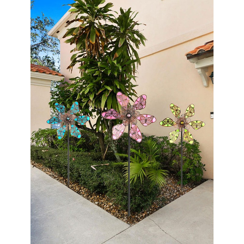 Luminous Windmill Stake Patio Outdoor Decoration Iron Windmill in the