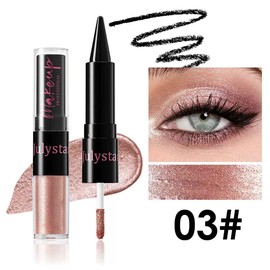 UOCK Dual-Ended Eyeshadow + Eyeliner - metallic liquid eyeshadow, gel eyeliner stick and glitter eyeshadow eye makeup set (03#)