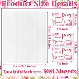 Sinmoe 60 Pack Christian Tissue Travel Pack Scripture Pocket Tissue Bible Verse Purse Facial Napkin Mini Inspirational Gift for Woman Mother's Day Party Charity Church Funeral Supply(Classic Style)