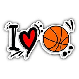 I Love Basketball Sport Slogan Window Truck Car Bumper Sticker Decal 6" x 3"