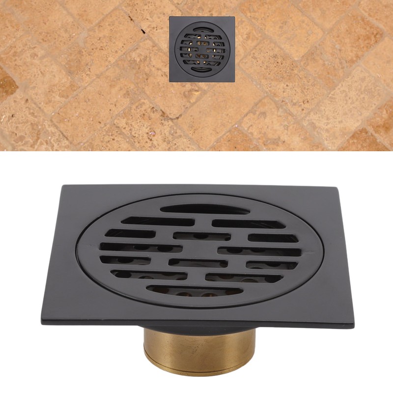 Floor Drain European Style Antique Stainless Steel and Copper Square