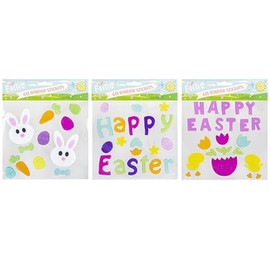 Easter Fun Gel Window Clings - 20cm x 20cm, 1 Pack (3 Assorted Designs) - Easy Attach & Detach, Perfect for Easter Decorations