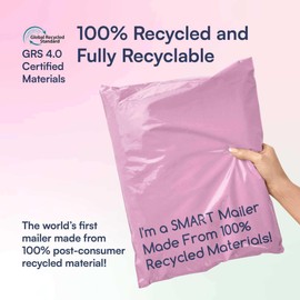 300 Count, 12x15.5 inch 100% Recycled Poly Mailers Eco Friendly Packaging Envelopes Supplies Mailing Bags 2.5 Mil Thick - SMART Mailer