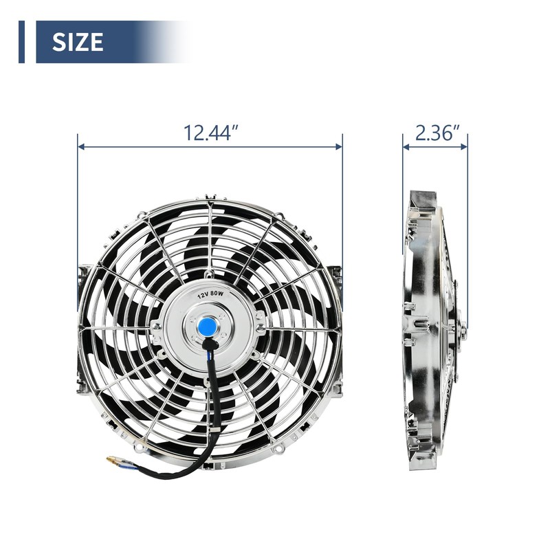 12 Inch Chrome Slim Fan Push Pull Electric Radiator Cooling