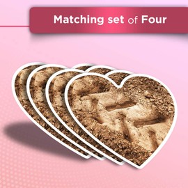 Vinyl Heart Stickers (Set of 4) - Off Road Tyre Track Land Racing Race Fun Decals for Laptops,Tablets,Luggage,Scrap Booking,Fridges #8653