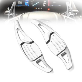 HIBEYO Sports Replacement for Ford Mondeo Lincoln MKZ Taurus Edge Shift Paddle CNC Billet Steering Wheel Paddle Shifter Extension Shifter Trim Cover Interior Decoration Alloy Silver