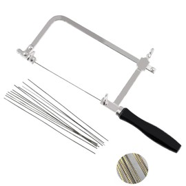 OTOOLWORLD Adjustable Hand Bow Saw, Curved Saw blade, Small Saw, Mini Wire Saw, U-shaped Wire Saw, DIY Model Saw with 12 Blades (Can Saw gold, silver, and copper)