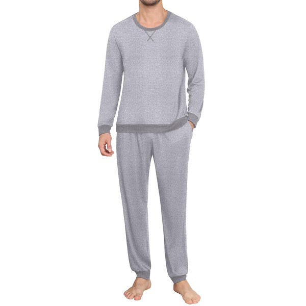 Ekouaer Mens Pjs Sets Pyjamas for Men Long Sleeve Check