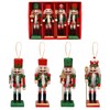Pack of 4 Christmas Wooden Nutcracker Soldier Ornaments 12 cm