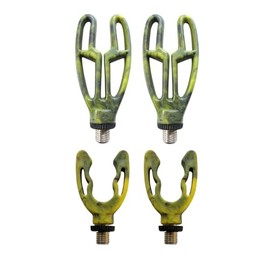 TJR Tackle Camo 4pc Rod Rest heads Inline Front & Grip Lock Rear Butt Rod Pod Rest