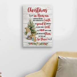 WODMIS Christmas Wall Decor,Christmas Room Decor,Christmas Kitchen Decor,Christmas Signs Christmas Flower Tree Framed Canvas Wall Art,Christmas Decorations,Christmas in Heaven Wall Decor 16x24