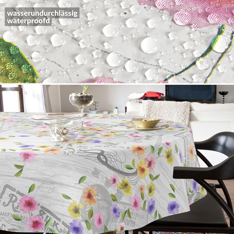 ANRO Oilcloth Tablecloth Wax Tablecloth Washable Garden Tablecloth Round Oval