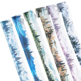 HICOHAND Mountain PET Tapes Set, 6 Rolls Landscape PET Washi Scrapbooking Tape Set Landscape Scenes Stickers for Junk Journaling Art Crafts Scrapbooking DIY Supplies