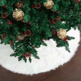 Mr. Pen- Christmas Tree Skirt 48 inches, White Faux Fur Christmas Tree Skirts, White Tree Skirt, Christmas Skirt Tree, White Christmas Tree Skirt White, Xmas Tree Skirt, Faux Fur Tree Skirt