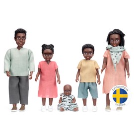 Lundby Dollhouse Dolls for Dollhouse Family - Dark-Skinned Dolls Family Billie - Dollhouse Bending Dolls - Dolls House Accessories - Bending Dolls Dolls House Figures - Scale 1:18