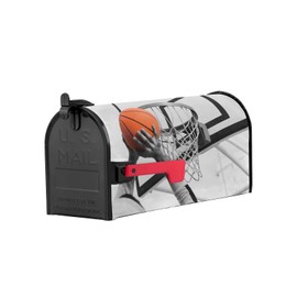 YESOF66 Magnetic Mailbox Cover Basket Slam Dunk Basketball Sports Grey Standard Size Removable Post Letter Box Cover Waterproof Garden Yard Outdoor Decoration