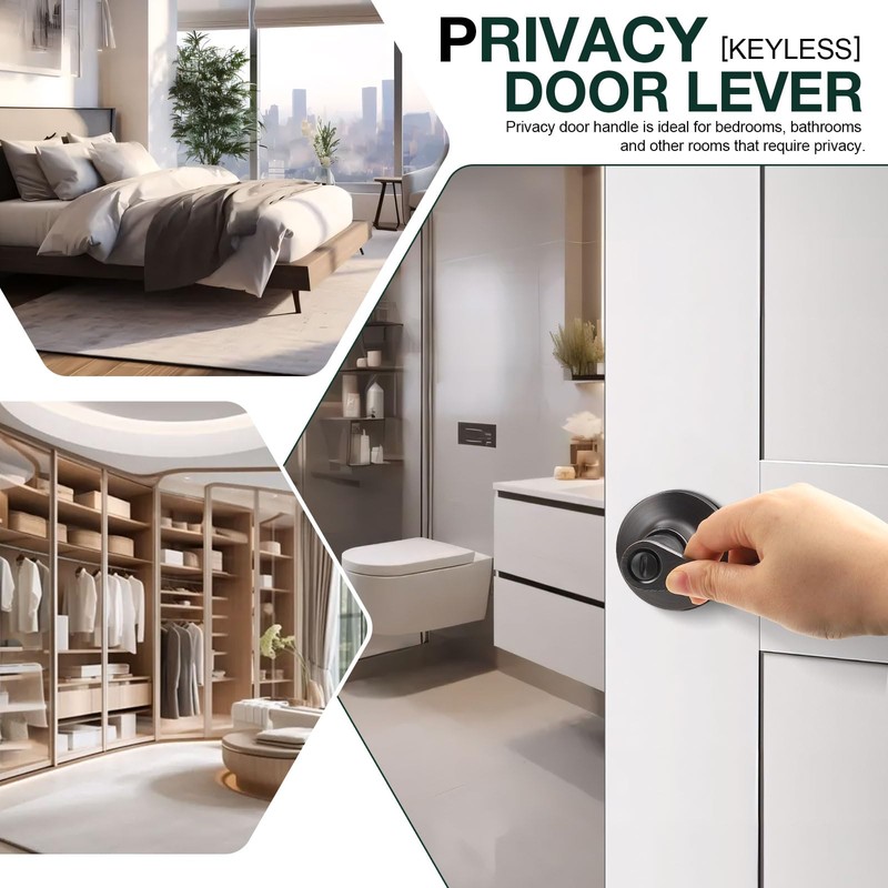 GOBEKOR 2 Pack Privacy Door Levers Interior Oil Rubbed Bronze