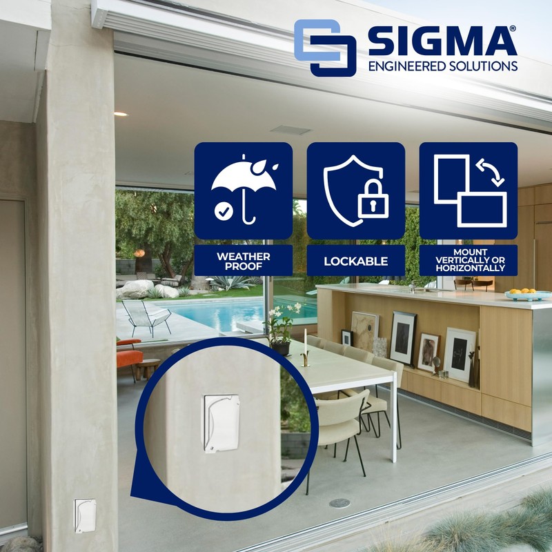 SIGMA ENGINEERED SOLUTIONS 16446WH Universal Metal Weatherproof Outdoor Electrical Outlet