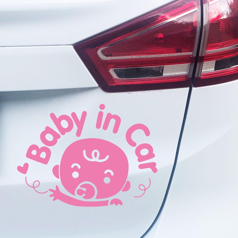 P004 Baby in Car Sticker 14 cm x 10 cm