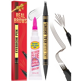 Vevivia Eyebrow Pen - Brow Gel Clear, Dual-Ended Eye Brow Pencils for Women with 4-Fork-Tip and Precise Brush-Tip for Natural Hair-Like Strokes, Last All Day Eyebrow Pencil, Dark Brown