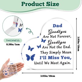 Dad Memorial Gifts Sympathy Acrylic Plaque Bereavement Gifts for Loss of Father In Memory of Dad Papa Heart Shaped Acrylic Plaque Remembrance Sympathy Gifts for Loss of Father Desk Decor Signs