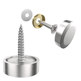 Aopin Mirror Screw Cap, Decorative Screws Cover Fasteners for Sign/Advertising Hardware Nails/Construction, Brushed, Silver, 14mm, 2Pcs