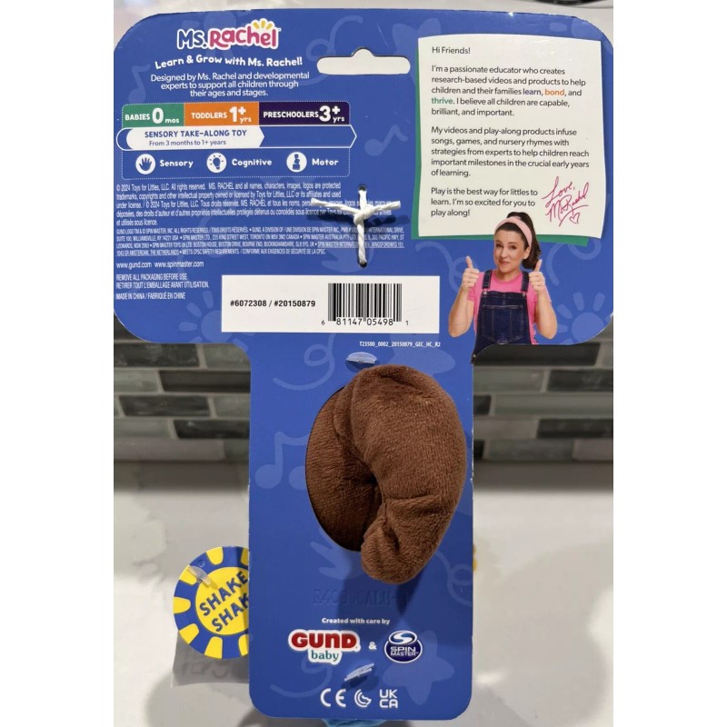 Ms. Rachel Sensory Take Along Toy Doll Plush Baby Rattle