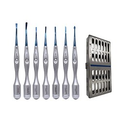 Wise Dental Luxating Elevator & Periotome Set – 8-Piece Surgical Root Elevator Kit with Stainless Steel Cassette, PDL & Proximator Elevators