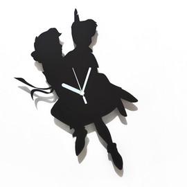 Peter Pan & Wendy Flying - Silhouette Wall Clock - Pixie Dust - Peter Pan Fairy - Neverland - Nursery Room Decoration - Kids Room Decor