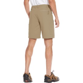 TACVASEN Outdoor Shorts Men Quick Dry Cargo Shorts for Men Relaxed Fit Below The Knee Mens Hiking Shorts Zipper Pocket Shorts for Men Khaki