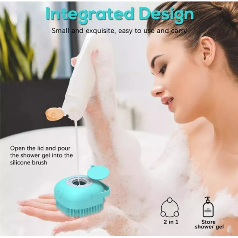 TIKA Silicone Bath Brush w Soap Dispenser-Body Scrubber, Handheld Hygiene