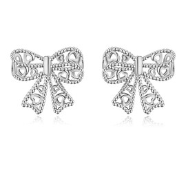 Gold Bow Earrings Silver Bow Earrings Bow Dangle Earrings Bow Ribbon Earrings Christmas Bow Jewelry for Women (Silver-01)