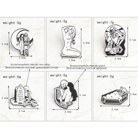 Enamel Pins set Cute Cartoon Brooches Lapel Badge Women Clothing Bag Decor (White1)