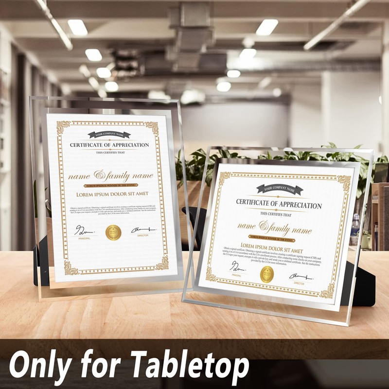 Hoikwo 8.5x11 Picture Frames, 6 Packs Silver Glass Certificate Frames