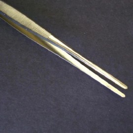 NOLA Professional XL 6 inch Nickel -Plated Stamp Tongs with Flat/Straight Point