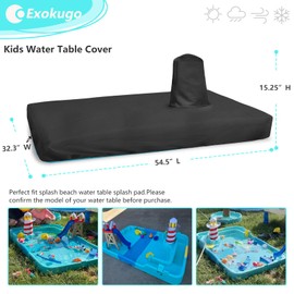 Exokugo Water Table Cover for Kids,Heavy Duty Waterproof UV-Resistant,Fits Little Tikes Splash Pad & Splash Beach Water Tables,Black